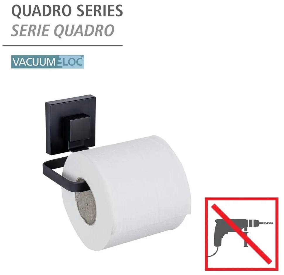 Porta carta igienica autoportante in acciaio inox nero Quadro - Wenko