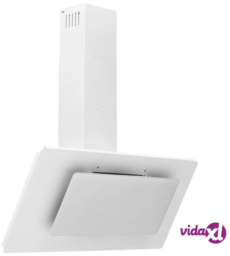 vidaXL Cappa Parete 90 cm Acciaio Inox e Vetro Temperato Bianco Lucido