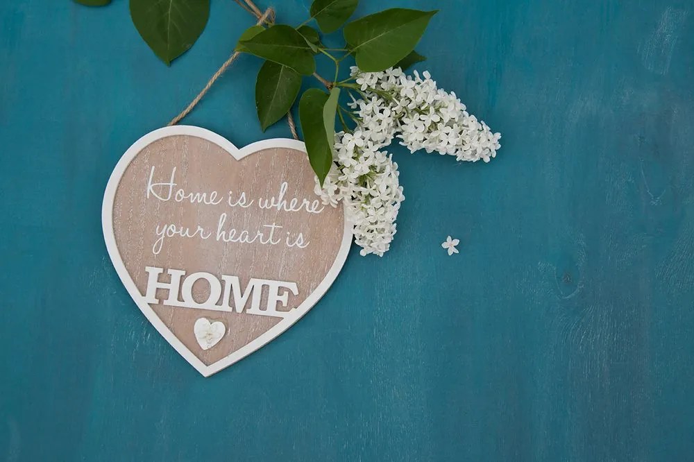 Carta da parati autoadesiva – Cuore con citazione - Home is where your heart is