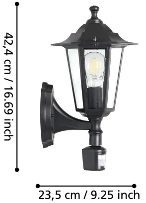 EGLO 22469 - Lampada con sensore LATERNA 4 1xE27/60W nero