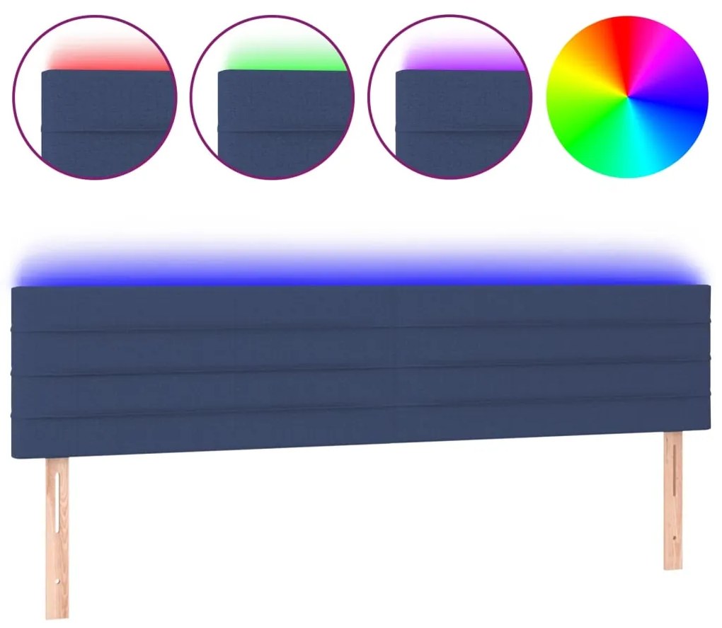 Testiera a led blu 200x5x78/88 cm in tessuto
