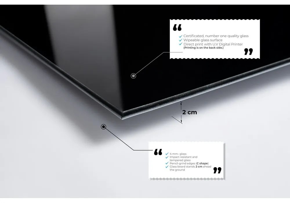 Pittura su vetro 70x50 cm Marble - Wallity