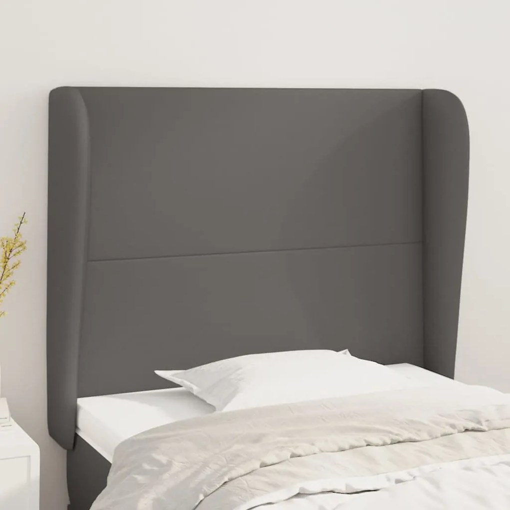 Testiera Ad Orecchio Grigio 103x23x118/128cm İn Similpelle /