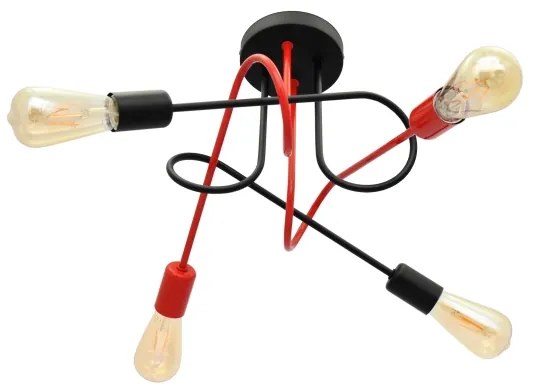 Lampadario a plafone OXFORD 4xE27/15W/230V nero/rosso