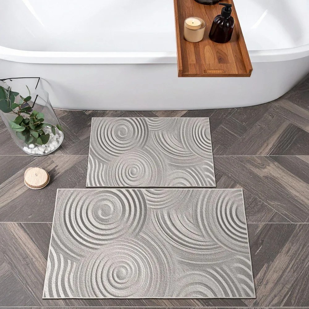 Set di tappetini per il bagno grigio chiaro 2 pz 60x100 cm – Foutastic