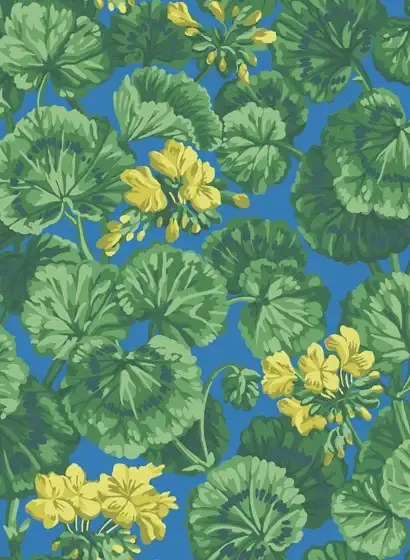 Tapete Geranium von Cole & Son - Lemon/ Green on Blue