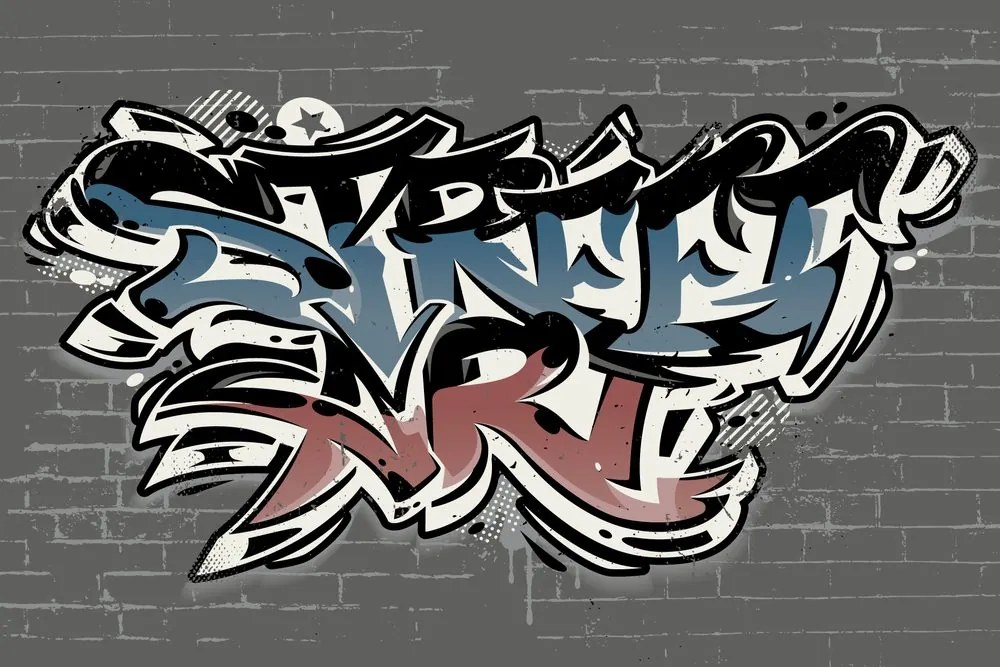 Carta da parati – Imitazione mattoni con scritta Street Art