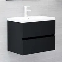 Mobile Bagno con Lavabo Integrato Nero in Truciolato 3071631