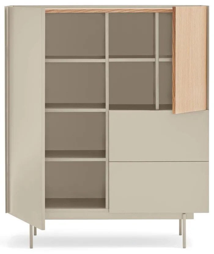 Cassettiera alta beige/naturale in rovere 100x45 cm Otto - Teulat