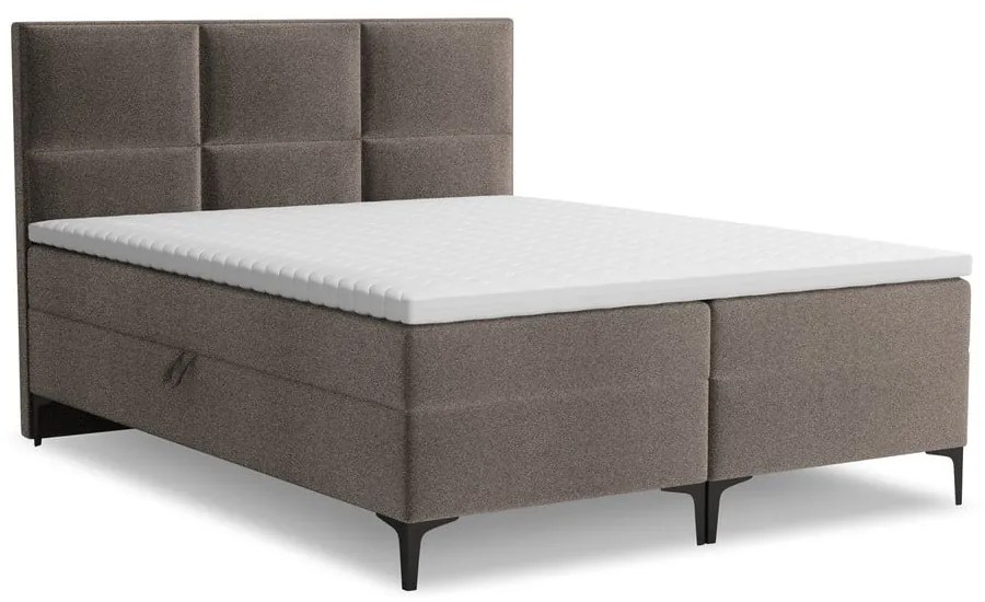 Letto boxspring marrone con contenitore 140x200 cm Pakalana – Makamii