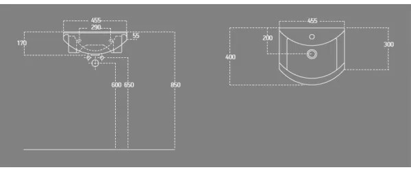 Aqualine - Lavabo da incasso ZERO 45,5x40 cm ceramica/bianca