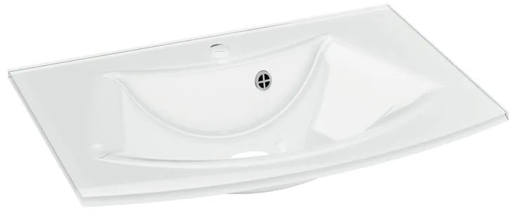 Lavabo a incasso ovale vasca centrale Image L 70.5 x H 1.5 x P 49.2 cm in vetro bianco lucido