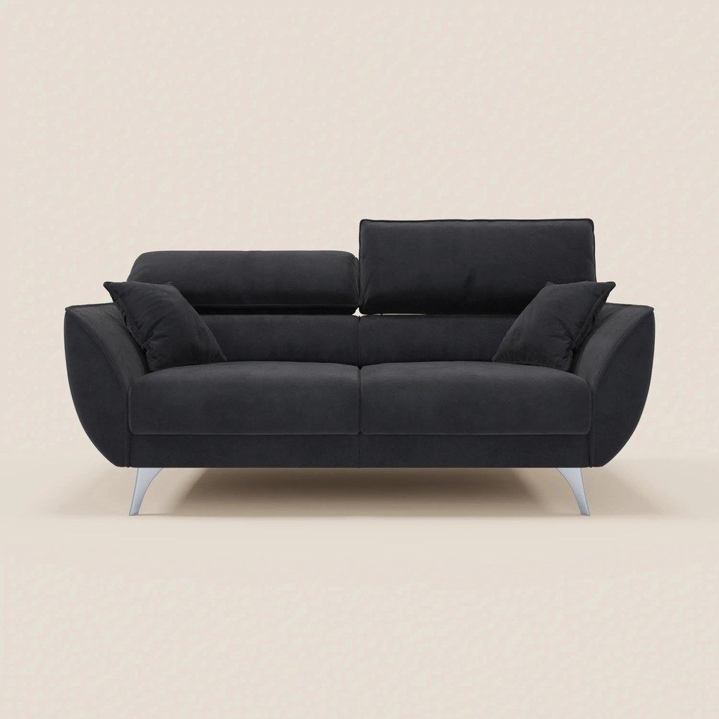 Michelangelo divano 2 e 3 posti con sedute allungabili e poggiatesta reclinabili in tessuto smacchiabile T30