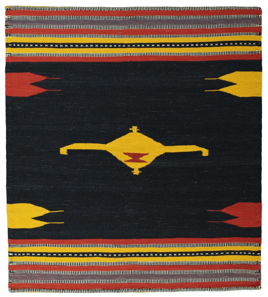 Kilim Tappeto persiano 130x110 Nero (Iran) Tessuto A Mano