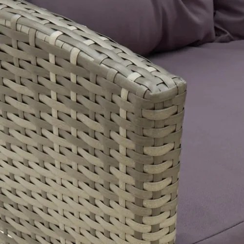 Set Divani da Giardino 2 pz con Cuscini in Polyrattan Grigio