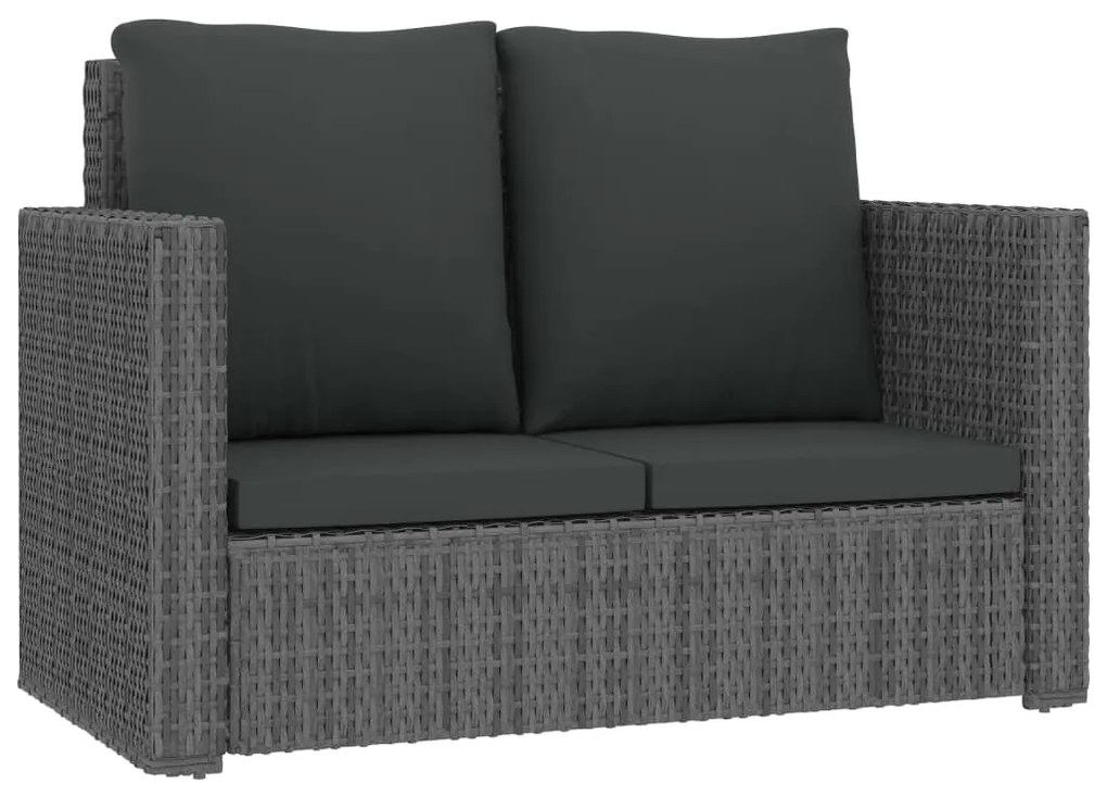 Set divani da giardino 2 pz con cuscini in polyrattan grigio