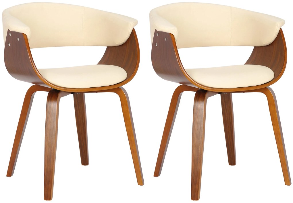 Set 2 Sedie Bruce İn Legno Curvato E Ecopelle / Creme