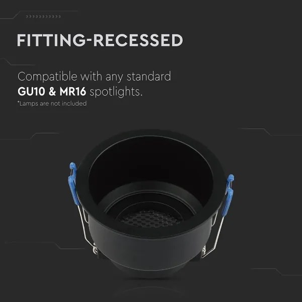 Plafoniera incasso GU10 Ø 9 cm nera