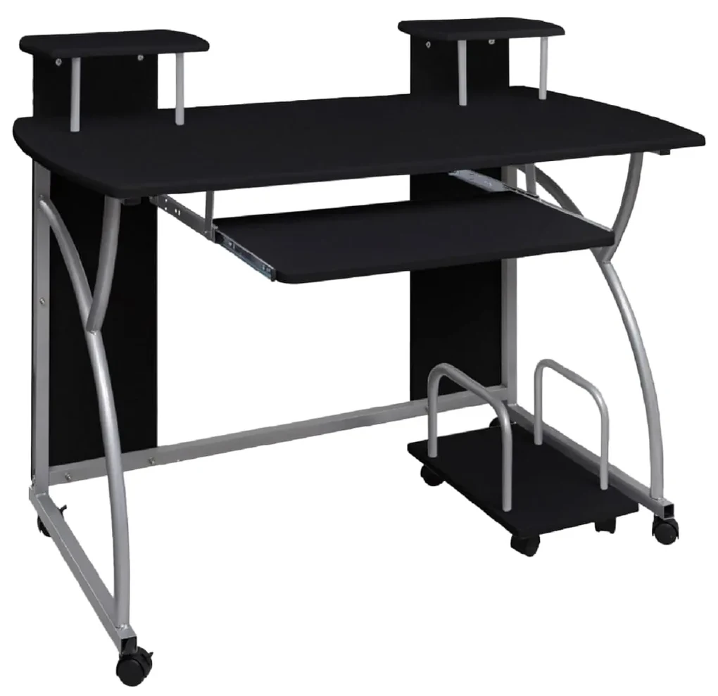 Scrivania da computer nera 110x52x88,5 cm in legno multistrato