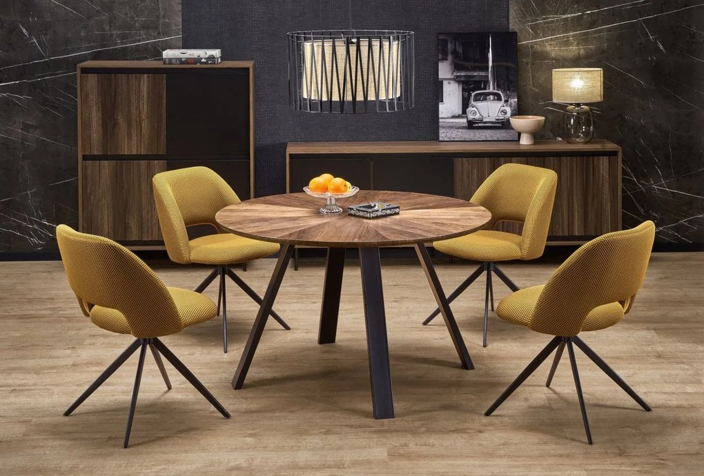 Tavolo rotondo Danilo noce/nero ø120/h74 cm