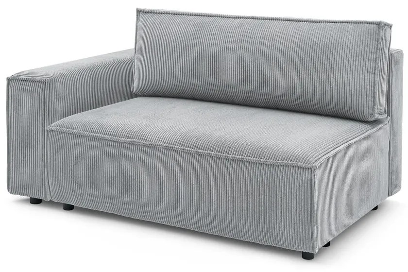 Modulo divano in velluto a coste grigio chiaro, angolo sinistro Nihad modular - Bobochic Paris