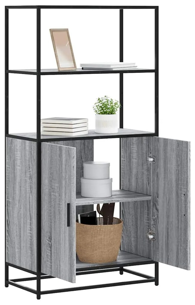 Credenza Grigio Sonoma 68x35x139 Cm Legno Multistrato Metallo /