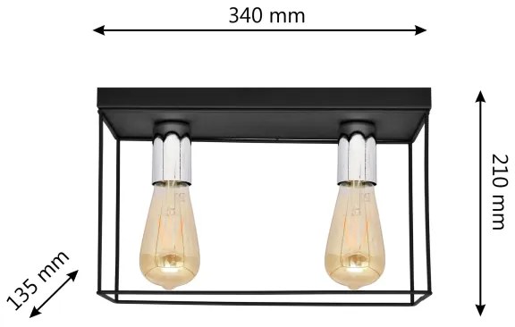 Plafoniera FINN 2xE27/15W/230V nero/cromo