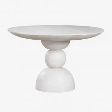 Tavolo Da Pranzo Rotondo Ø120 Cm In Legno Di Mango Betsabe Bianco Legno - Sklum