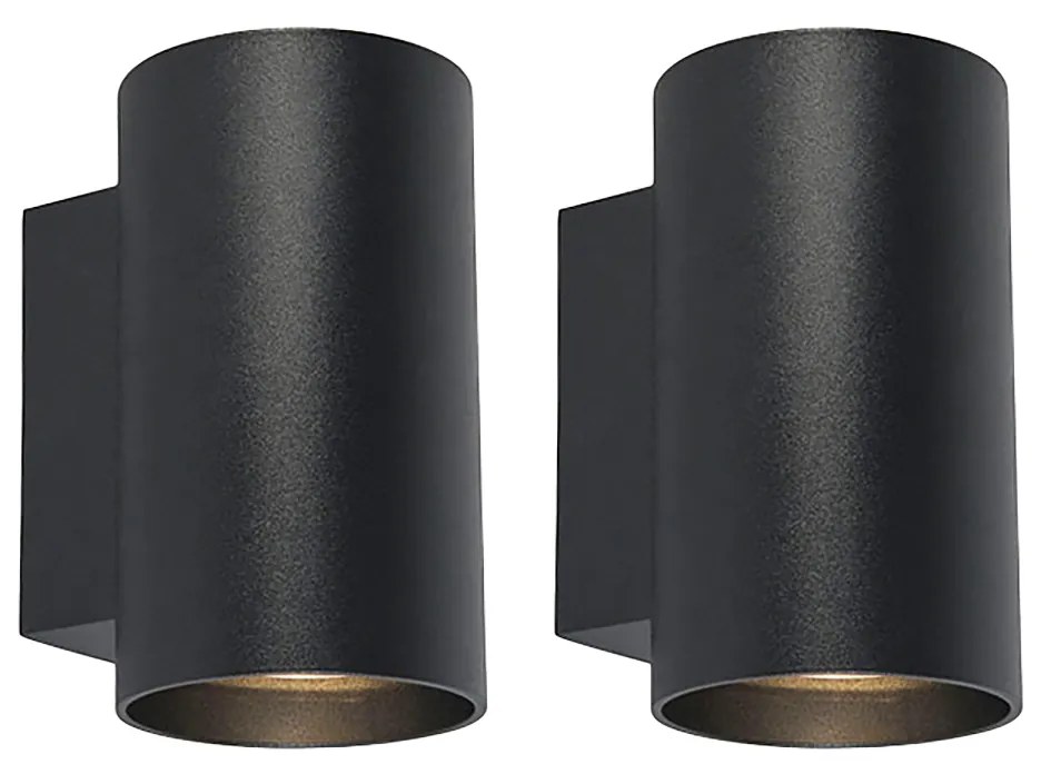 Set di 2 applique moderne nere rotonde 2 luci - Sandy