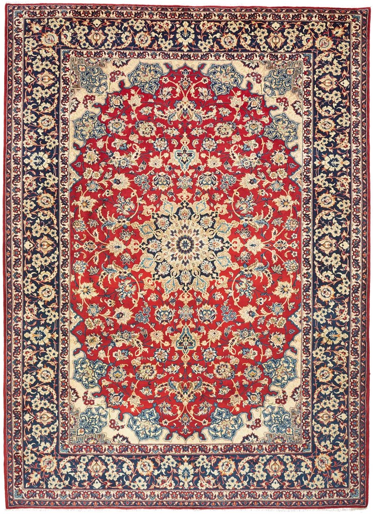 Najafabad Tappeto 270 x 370 Rosso (Iran) Annodato A Mano
