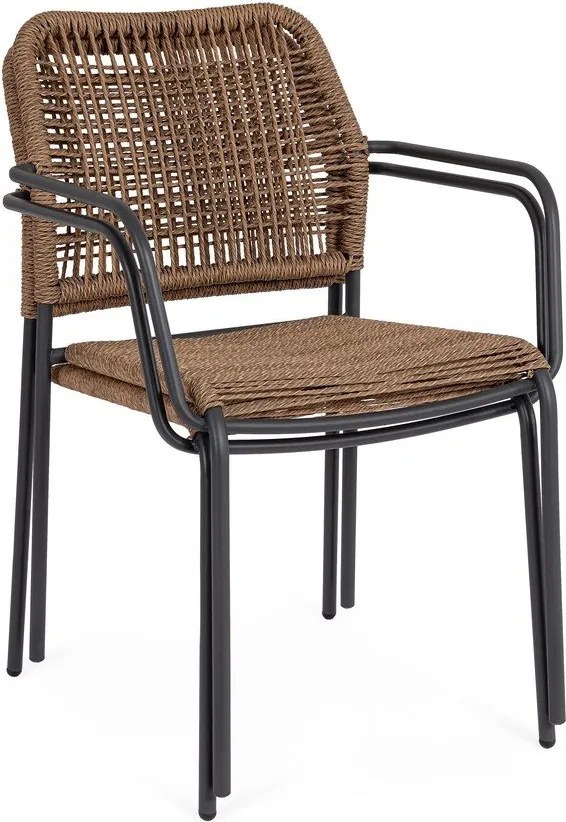 Sedia da esterno grigio scuro/di colore naturale in metallo Jable – Bizzotto