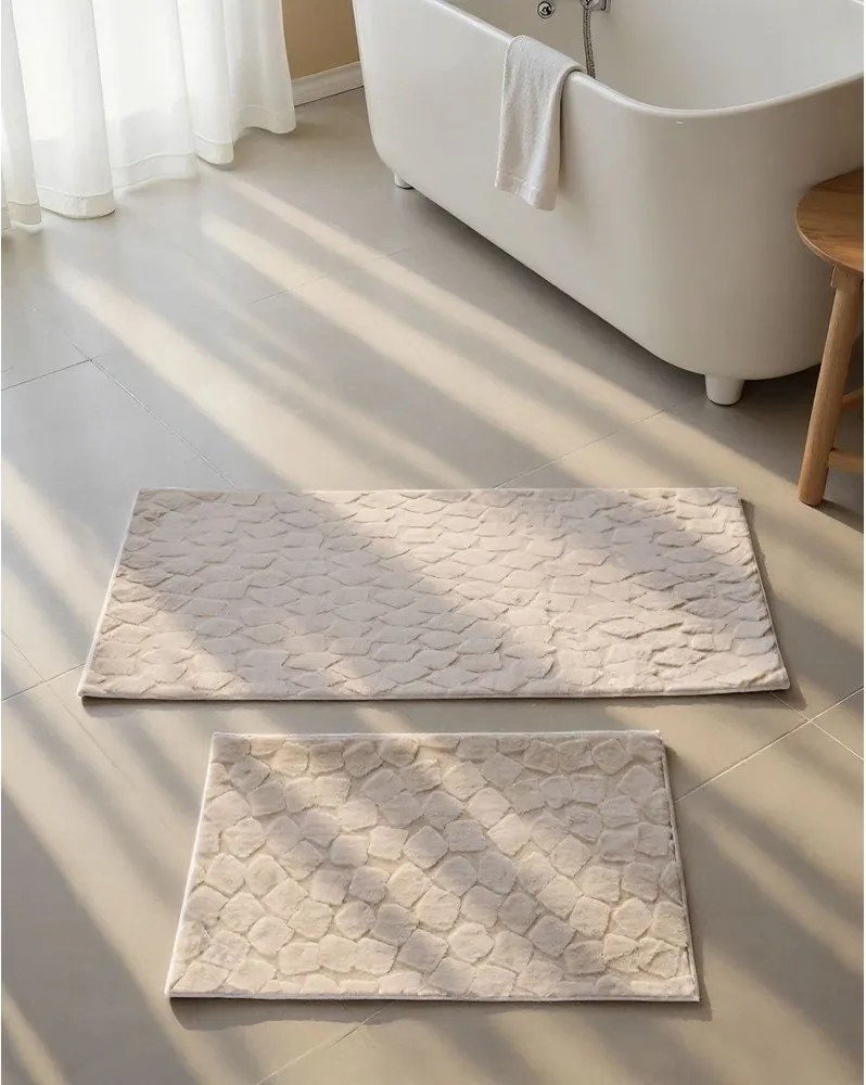 Set di tappetini per il bagno beige 2 pz 60x100 cm Rabbit – Foutastic