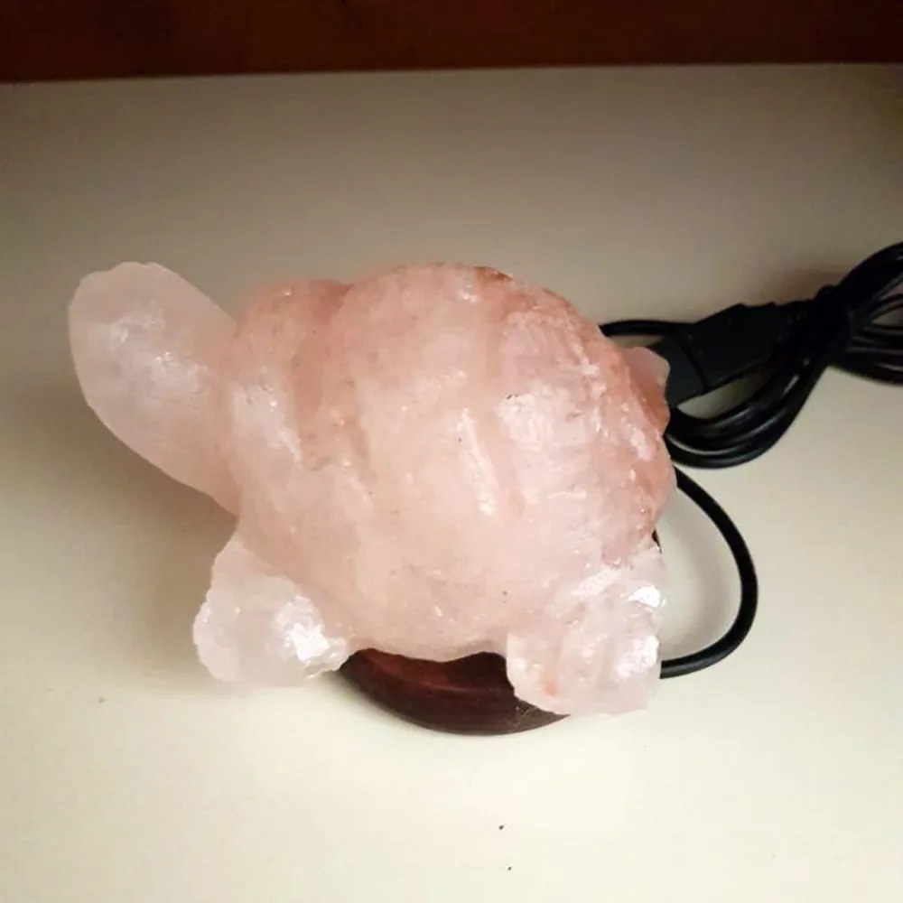 Lampada di Sale Himalayano USB Rosa naturale a forma di Tartaruga 600gr