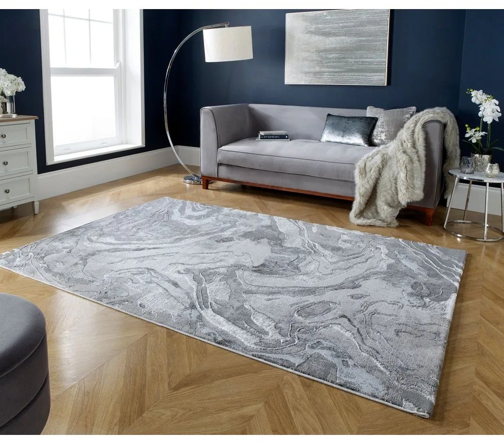 Tappeto di colore grigio-argento 300x400 cm Marbled - Flair Rugs