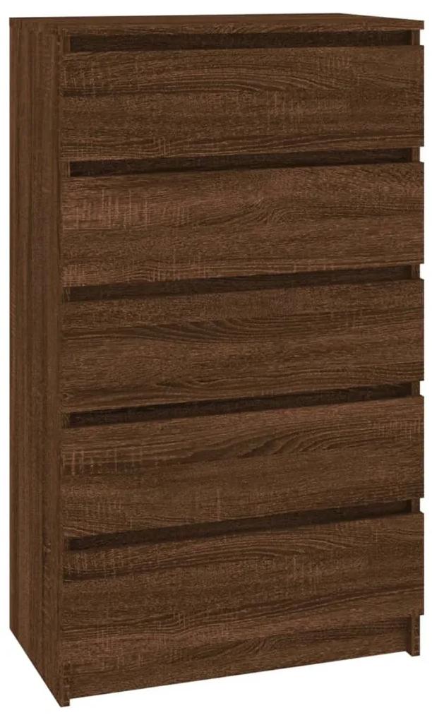 Cassettiera rovere marrone 60x36x103 cm in legno multistrato