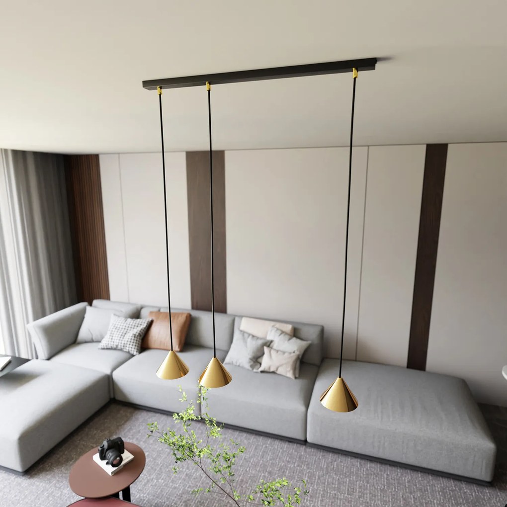 Sospensione Minimal Skadi 3 Luci In Acciaio Oro