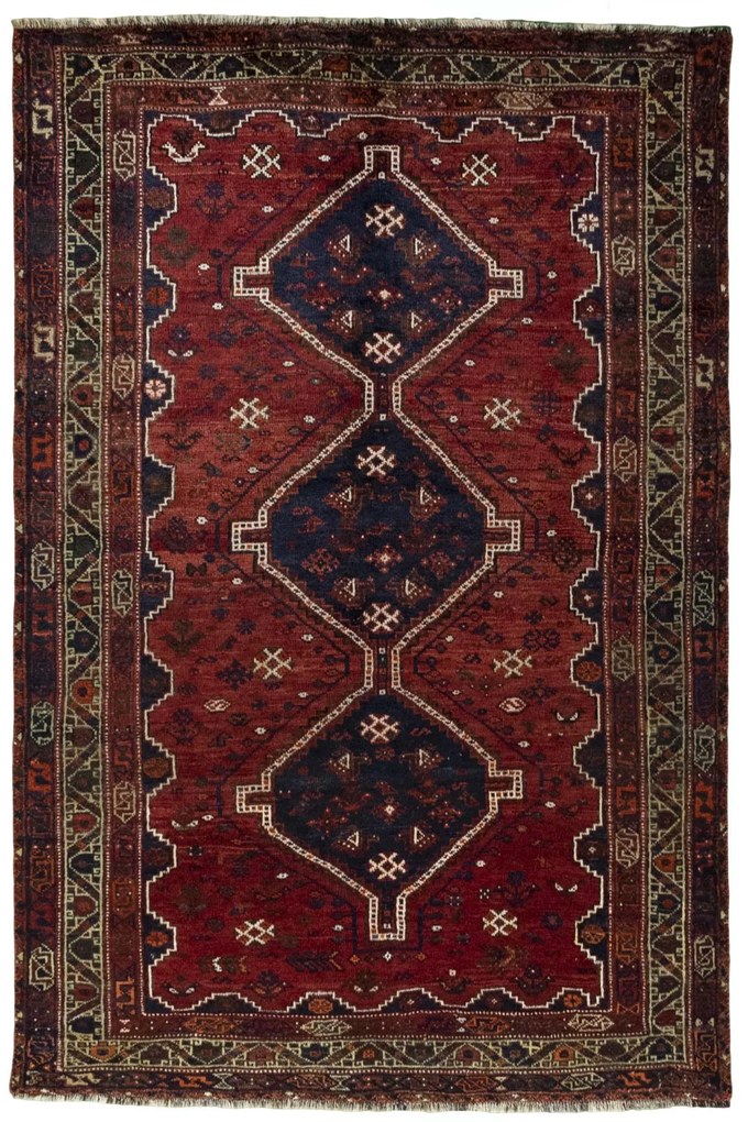 Shiraz Tappeto 170 x 260 Rosso (Iran) Annodato A Mano