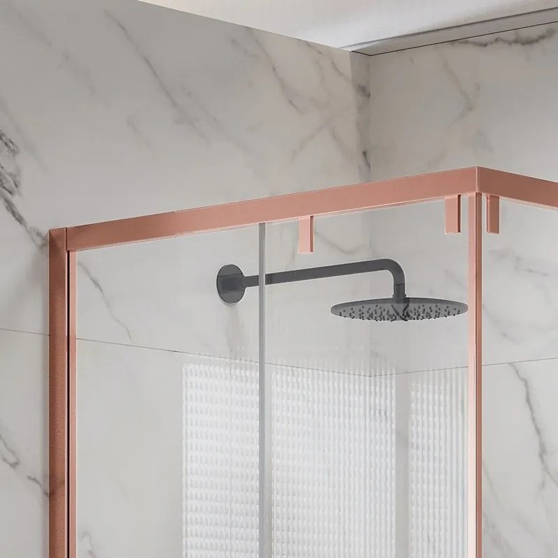 Kamalu - Box doccia 90x90 colore oro rosa doppio scorrevole vetro 8mm | KSA1000RG