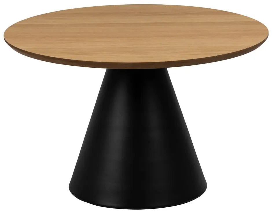 Tavolino rotondo nero e naturale con piano in rovere ø 65 cm Soli - Actona