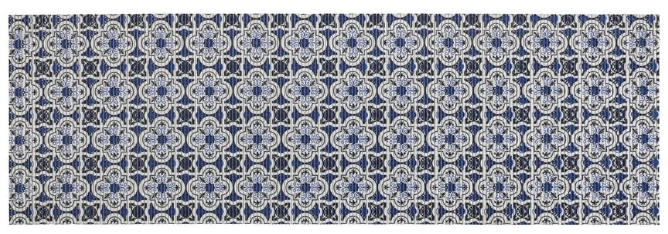 Tappeto da bagno in plastica bianca e blu 65x200 cm Murcia - Wenko
