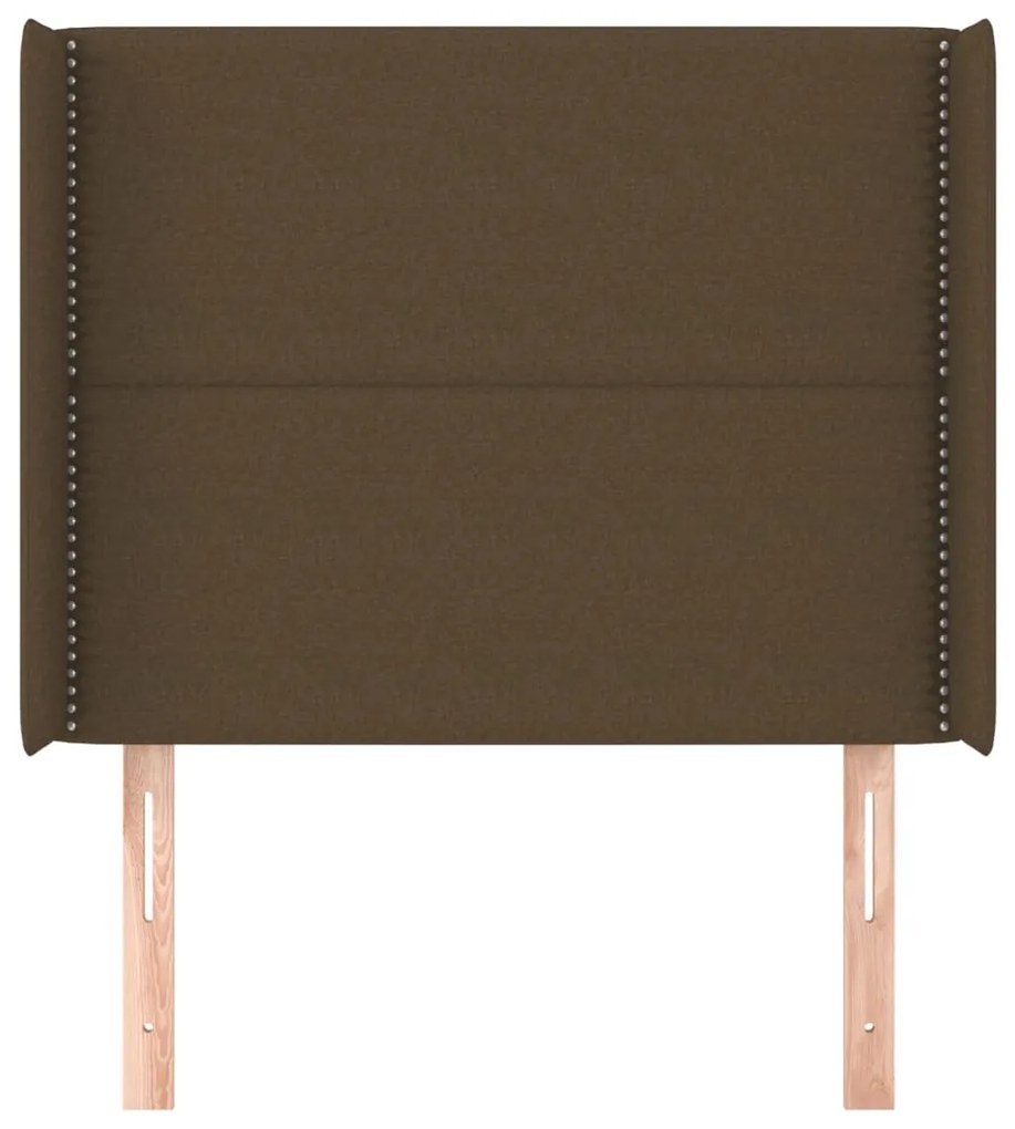Testiera ad orecchio marrone scuro 103x16x118/128 cm in tessuto