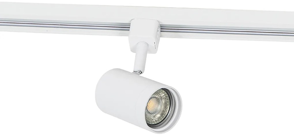 Sistema di illuminazione su binario moderno con 6 faretti bianchi monofase 300 cm - Iconic Jeana