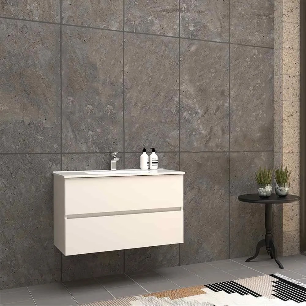 Mobile da bagno sospeso 90 cm bianco lucido