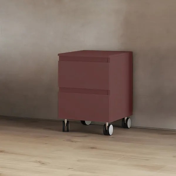 Carrello multiuso 2 cassetti in legno 41x44xH58 Ruggine Opaco con ruote
