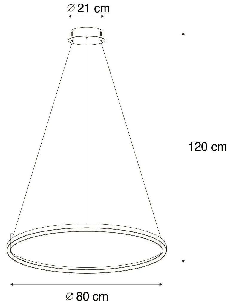 Lampada a sospensione intelligente nera 80 cm incl. LED e RGBW - Girello