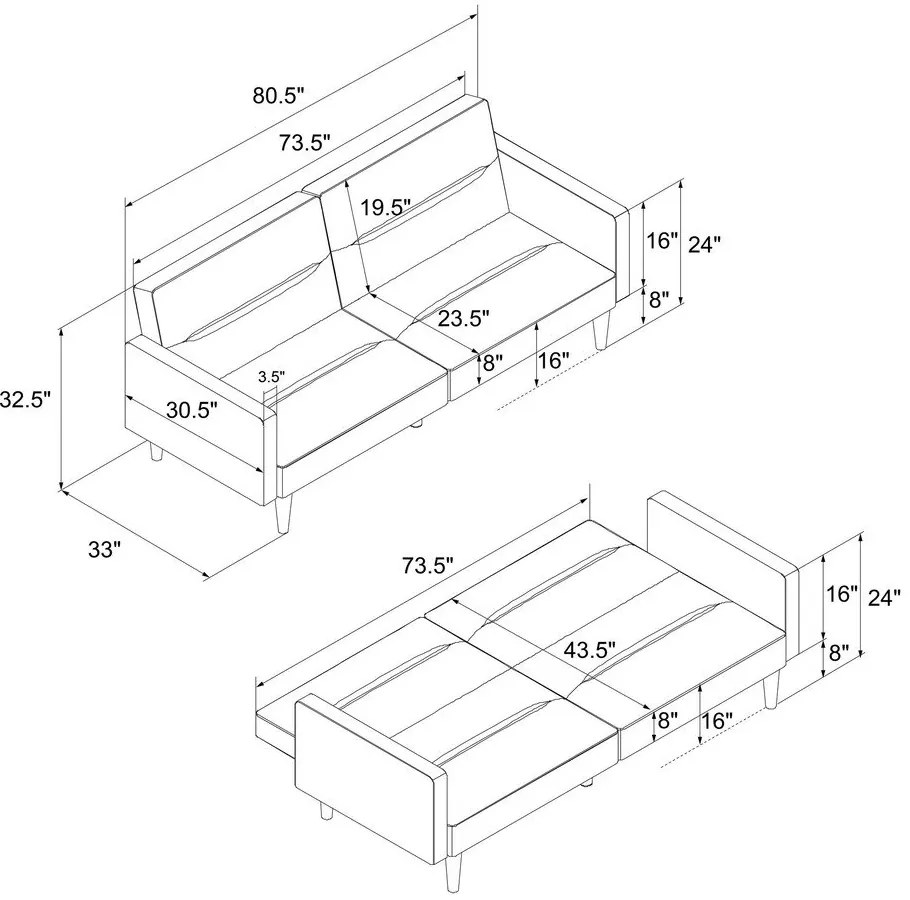 Divano letto blu scuro Mainstays - Støraa
