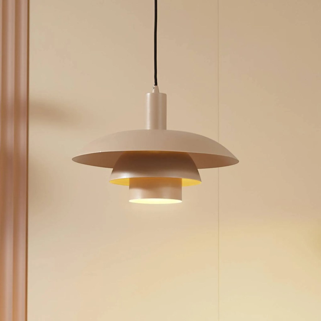 Lampada a sospensione Lindby Elorri, beige, metallo, Ø 38 cm