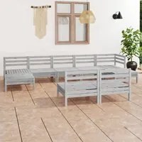 Set Divani da Giardino 9 pz Bianco in Legno Massello di Pino cod mxl 36790