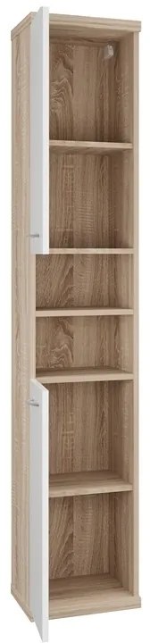 Kamalu - Colonna bagno a terra o sospesa 180 cm bicolore bianco e legno chiaro | LAC-ESTIA