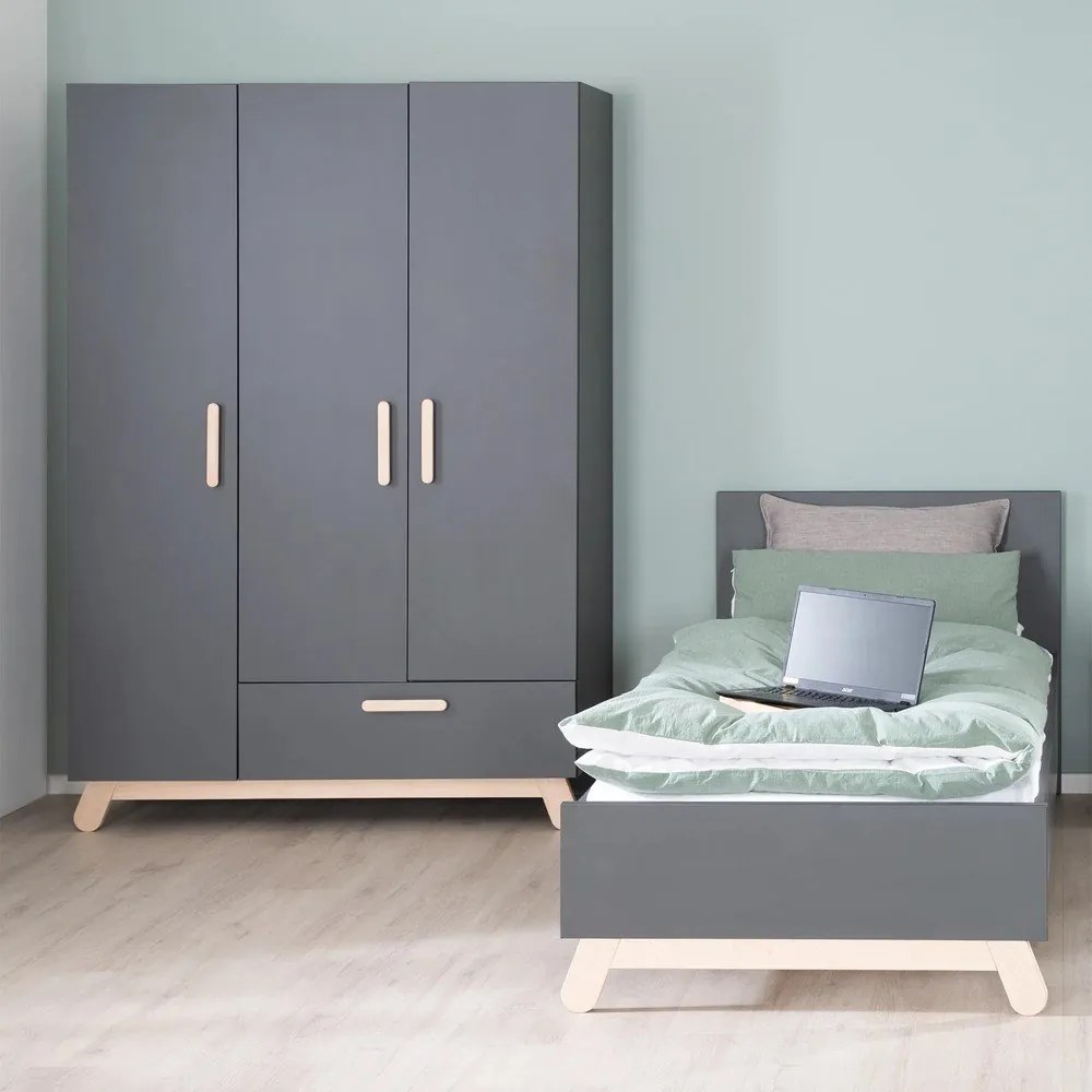 Letto nero per bambini 90x200 cm Jara - Roba